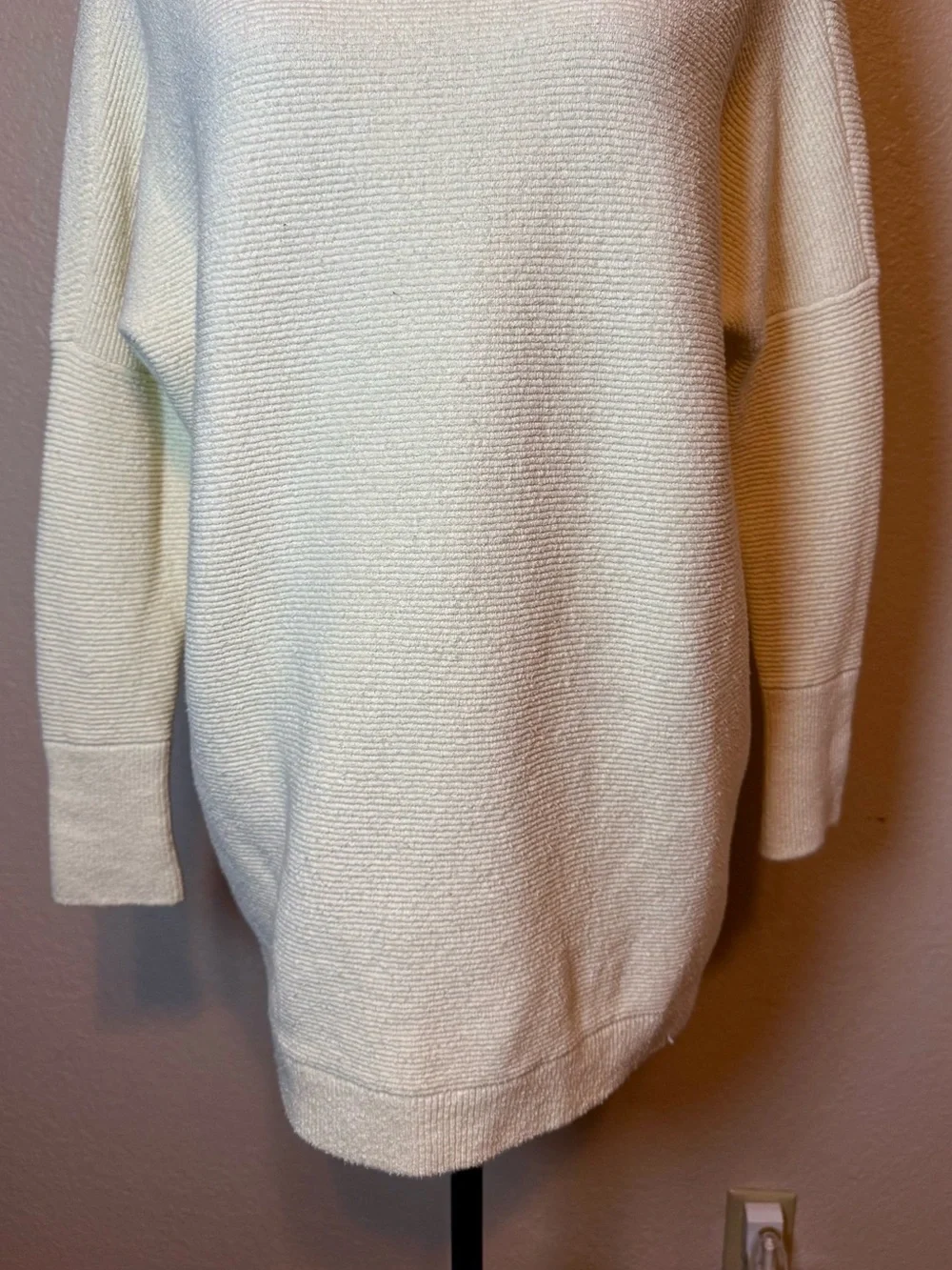 Free People Ottoman Slouchy Tunic Sweater Cream Oversized XS